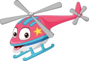 personnage de mascotte d'hélicoptère souriant de dessin animé vecteur