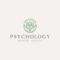 conception de logo d'art de ligne de santé mentale de psychologie vecteur