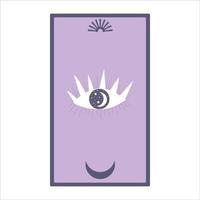 cartes de tarot avec oeil et soleil isolés sur fond blanc. magie céleste pour l'occultisme et la divination. cartes de minimalisme violet. illustration vectorielle plane. vecteur