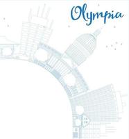 contours olympia washington skyline avec des bâtiments bleus. vecteur