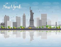 horizon de la ville de new york avec bâtiment gris et ciel bleu. vecteur