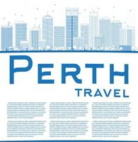 décrivez l'horizon de perth avec des bâtiments bleus et un espace de copie. vecteur