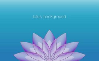 modèle de bannière de lotus, fleur pourpre de la vie. géométrie sacrée. symbole d'harmonie et d'équilibre. signe de pureté. chakra yoga vecteur de conception isolé sur fond bleu