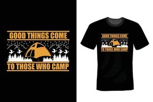 conception de t-shirt de camping, vintage, typographie vecteur