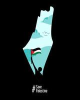 illustration graphique vectoriel de sauver la palestine, carte et drapeau, adapté à la bannière, à l'affiche, à la campagne, etc.