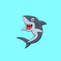 dessin animé mignon requin souriant. illustration vectorielle vecteur