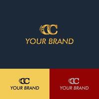 lettre cc initiale beauté de luxe s'épanouit ornement logo monogramme doré vecteur
