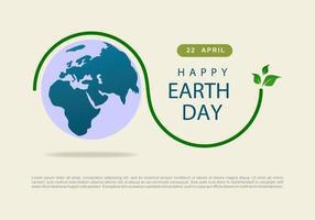 affiche du jour de la terre heureuse avec la célébration du globe bleu le 22 avril vecteur