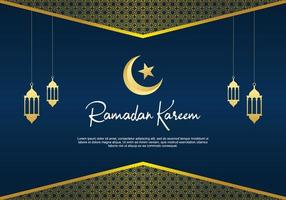 carte de voeux ramadan kareem avec lune, étoile et lanternes islamiques vecteur