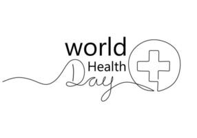 une seule ligne continue de croix pour la journée mondiale de la santé vecteur