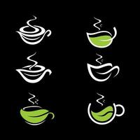 café nature. le logo est une combinaison du logo du café et d'une variété de feuilles qui symbolisent la nature vecteur