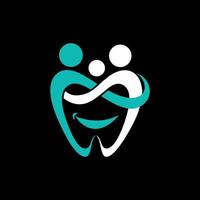 famille dentaire. une combinaison de logos d'une personne ou d'une famille qui forme des dents vecteur