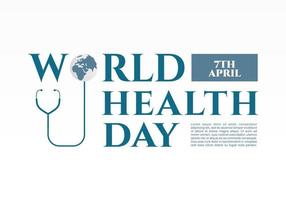 affiche de bannière de fond de la journée mondiale de la santé avec stéthoscope et terre vecteur