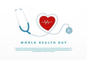bannière de fond de la journée mondiale de la santé avec battement de coeur et stéthoscope
