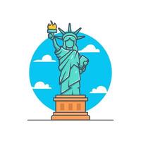 icône de dessin animé illustration plate statue de la liberté vecteur