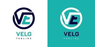 lettres ve, ev, ve logo. sur les couleurs bleu, blanc et cyan. modèle de vecteur emblème premium et luxe