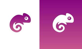 modèle logo icône caméléon avec dégradé de couleur rose pacifique et couleur violet velours vecteur