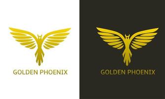 illustration graphique vectoriel du modèle logo phoenix doré