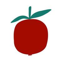 grenade avec feuille verte et graines rouges dans un style plat de dessin animé sur fond blanc. illustration vectorielle de fruits frais colorés. vecteur