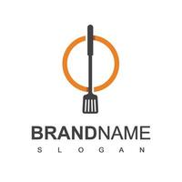 logo de cuisine avec symbole de spatule vecteur