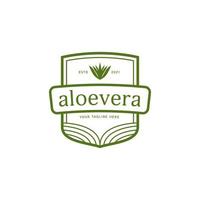 icône du logo emblème insigne à base de plantes naturelles aloevera vecteur