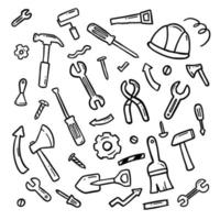 outils d'ingénieur doodle jeu de dessin à la main vecteur