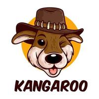 dessin animé heureux kangourou avec vecteur de chapeau isolé sur fond blanc