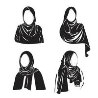 silhouette vecteur dessin de femme musulmane avec hijab