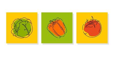 ensemble de bannières ou d'affiches de légumes pour un marché fermier ou une foire alimentaire. icônes abstraites lumineuses. illustration vectorielle vecteur