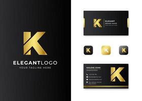 lettre initiale k logo de luxe avec conception de carte de visite vecteur