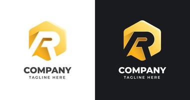 modèle de conception de logo lettre r avec style de forme géométrique vecteur