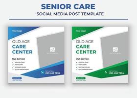 meilleure affiche du centre de soins pour personnes âgées, modèle de médias sociaux pour les soins aux personnes âgées, modèle de médias sociaux pour le service de soins à domicile vecteur