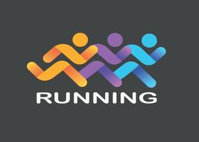 marathon run personnes colorées, symboles, logo. vecteur