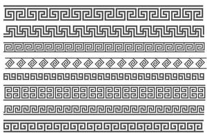 cadres sans soudure de style grec. ensemble de bordure géométrique. motif d'ornement de vecteur. éléments de décor méditerranéen