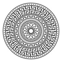 cercle conception de mandala grec. bordures de méandres ronds. motifs d'éléments de décoration. illustration vectorielle isolée sur fond blanc vecteur
