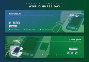 modèle de bannière de paysage avec fond bleu vert et pression artérielle pour la conception de la journée des infirmières vecteur
