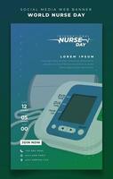 modèle de bannière de portrait avec fond de pression artérielle pour la conception de la journée internationale des infirmières vecteur
