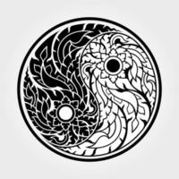 motifs yin et yang de l'art thaïlandais - image vectorielle vecteur
