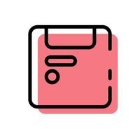 jolie disquette rouge pour enregistrer l'icône design plat de caricaturiste pour l'illustration vectorielle de l'étiquette de l'application vecteur