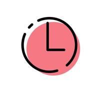 jolie horloge rouge pour l'icône de l'heure design plat de caricaturiste pour l'illustration vectorielle de l'étiquette de l'application vecteur