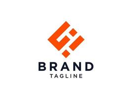 logo abstrait de la lettre initiale e. ligne mono de forme orange isolée sur fond blanc. utilisable pour les logos d'entreprise et de marque. élément de modèle de conception de logo vectoriel plat.