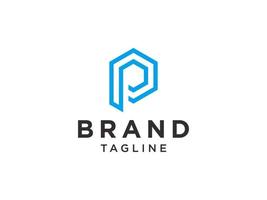 logo abstrait de la lettre initiale p. ligne géométrique bleue isolée sur fond blanc. utilisable pour les logos d'entreprise et de marque. élément de modèle de conception de logo vectoriel plat.