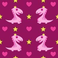 illustration de fond de texture motif dinosaure dessin animé rose vecteur