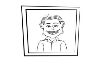 illustration vectorielle d'une personne avec un visage souriant dans le cadre vecteur