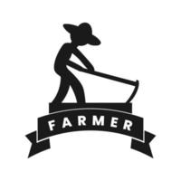 modèle de conception de logo agriculteur silhouette vecteur
