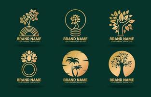 ensemble de logo d'arbres minimalistes vecteur
