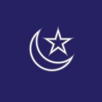 croissant de lune et étoile symbole icône vecteur dans le style néon