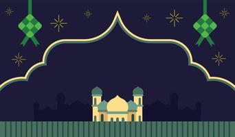 enseigne vide vierge pour les voeux de ramadan kareem avec des éléments graphiques et décoratifs islamiques de mosquée design plat vecteur