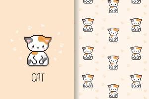 motif de chat style pixel art vecteur