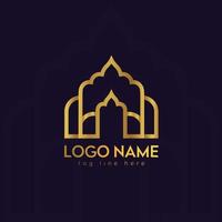 création de logo de luxe mosquée avec vecteur premium, sur le fond différent